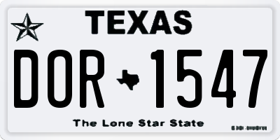 TX license plate DOR1547