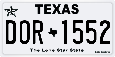 TX license plate DOR1552