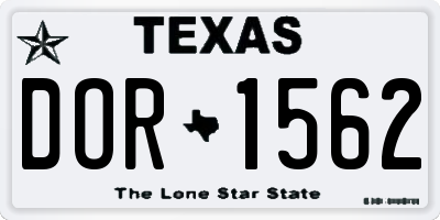 TX license plate DOR1562