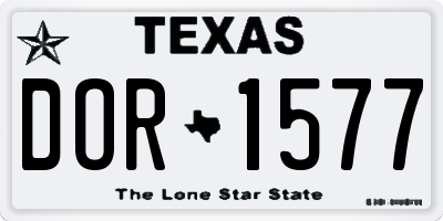TX license plate DOR1577
