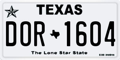 TX license plate DOR1604