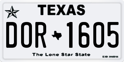 TX license plate DOR1605