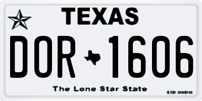 TX license plate DOR1606