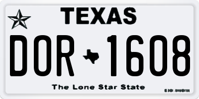 TX license plate DOR1608