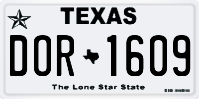TX license plate DOR1609