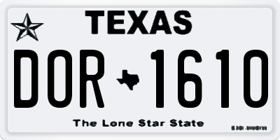TX license plate DOR1610