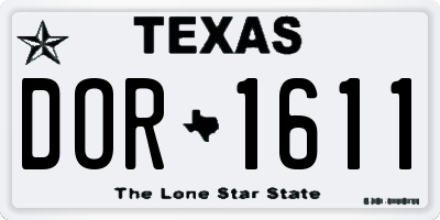 TX license plate DOR1611