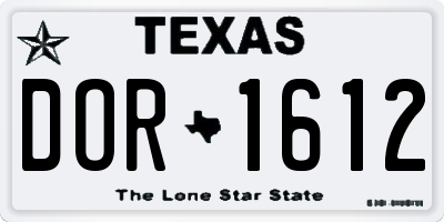 TX license plate DOR1612