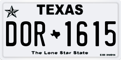 TX license plate DOR1615