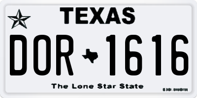 TX license plate DOR1616