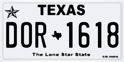 TX license plate DOR1618