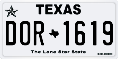 TX license plate DOR1619