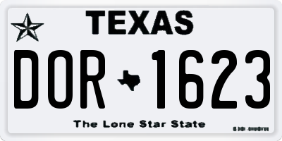 TX license plate DOR1623