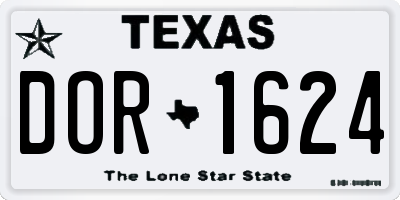 TX license plate DOR1624