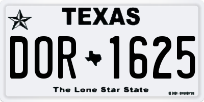 TX license plate DOR1625