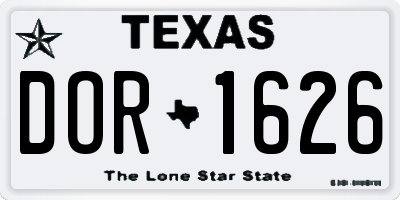 TX license plate DOR1626