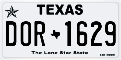 TX license plate DOR1629