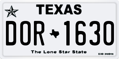 TX license plate DOR1630