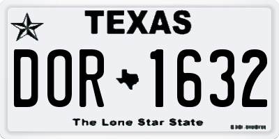 TX license plate DOR1632