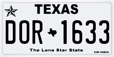 TX license plate DOR1633