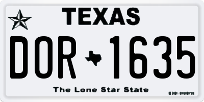 TX license plate DOR1635