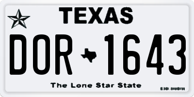 TX license plate DOR1643