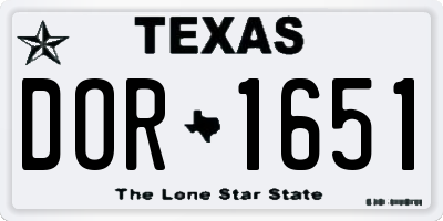 TX license plate DOR1651