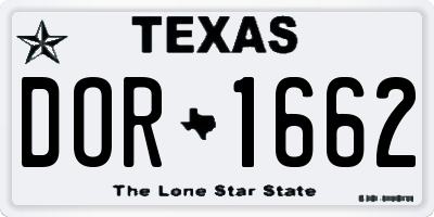 TX license plate DOR1662
