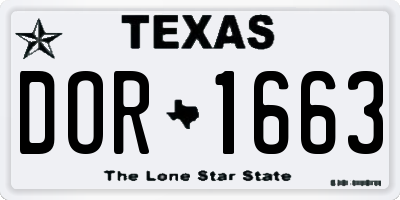 TX license plate DOR1663