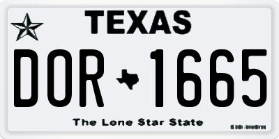 TX license plate DOR1665