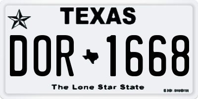 TX license plate DOR1668