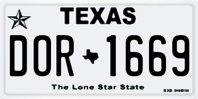 TX license plate DOR1669