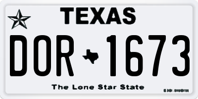 TX license plate DOR1673