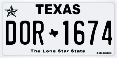 TX license plate DOR1674