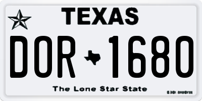 TX license plate DOR1680