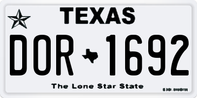 TX license plate DOR1692
