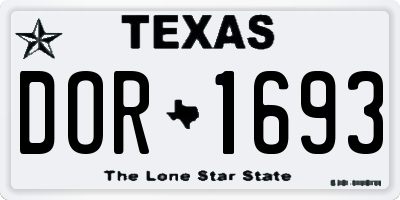 TX license plate DOR1693