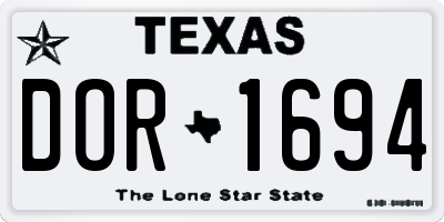 TX license plate DOR1694