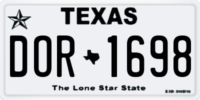 TX license plate DOR1698