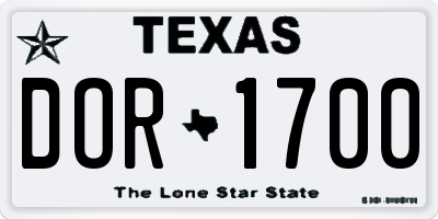 TX license plate DOR1700
