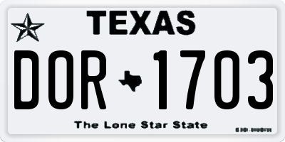TX license plate DOR1703