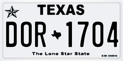 TX license plate DOR1704