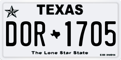 TX license plate DOR1705