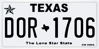 TX license plate DOR1706