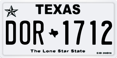 TX license plate DOR1712