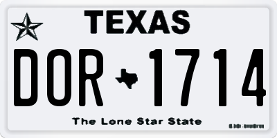 TX license plate DOR1714