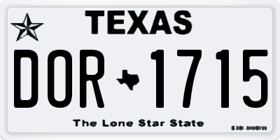 TX license plate DOR1715