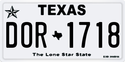 TX license plate DOR1718