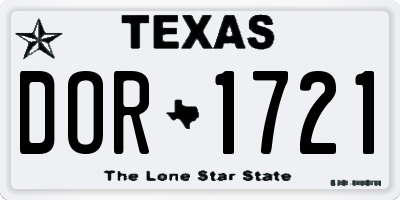 TX license plate DOR1721