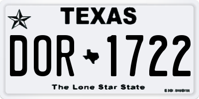 TX license plate DOR1722